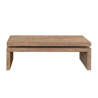 DB Natural Wood Living Room Table Versatile 2-Tiered Coffee Table with 47.6"L * 23.6"W * 16.3"H Durable Metal Material