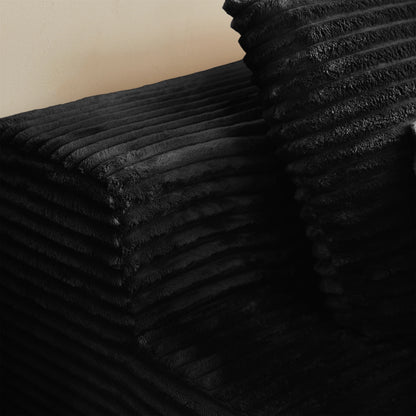 Breathable Black Flannel Fabric Square Modular Loveseat Sofa Bed Pull Sleeper Modern Upholstered Apartment Villa Bedroom Lounge