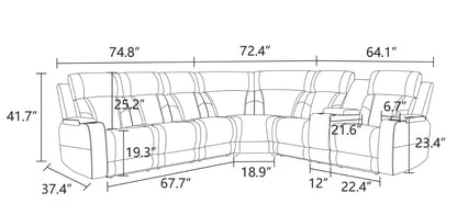 Living Room Hotel Convertible Leather Sectional Sofa Set with U-Shape Recliner