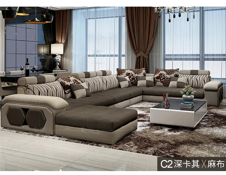 MANBAS Fabric Big Sofa Set Living Room Furniture Cloth Sofa Modernos Para Sala Sectional Sofa U Shape Corner Couch Grandes Salon