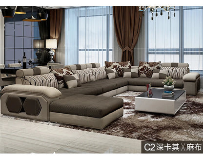 MANBAS Fabric Big Sofa Set Living Room Furniture Cloth Sofa Modernos Para Sala Sectional Sofa U Shape Corner Couch Grandes Salon