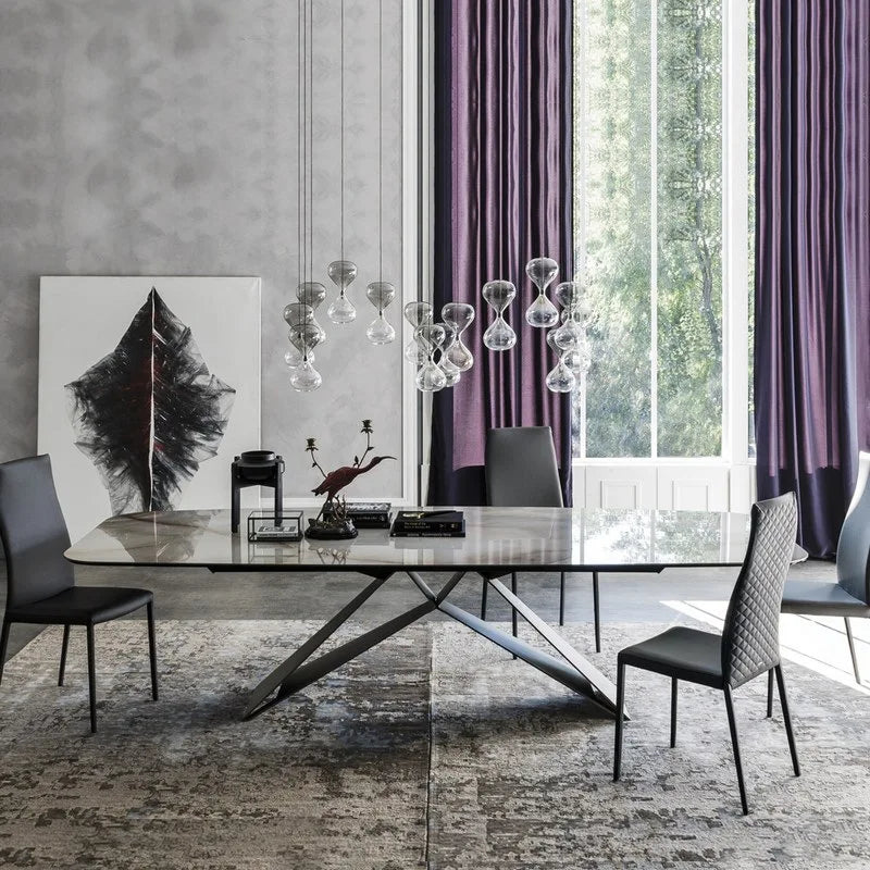 Nordic Modern Luxury Rectangular Dining Table Set Home Use Living Room Furniture
