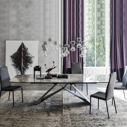 Nordic Modern Luxury Rectangular Dining Table Set Home Use Living Room Furniture