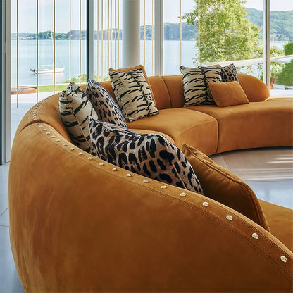 Italian High-End Luxury Modern Designer Curved Sofa Set Convertible and Upholstered for Modern Fashion Living Room Furniture
