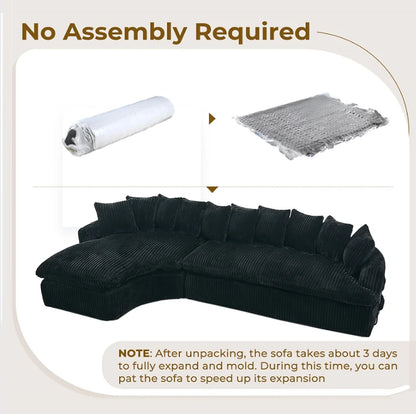 84" Chenille Convertible Modern Sofa Loveseat Deep Seat 2 Throw Pillows Memory Foam Living Room Apartment Office Lounge-Black