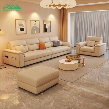 Wayon  Modern Italian Light Luxury Straight Sofa Gray Fabric with Storage Pockets and Pillows for Small Living Room