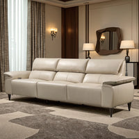 Modern Three-seater Leather Sectional Sofa Set Adjustable Height Wood Frame Retractable Recliner for Living Room Villa