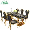 Wayon Hot-Sale Modern 6-Seater Dining Table Set: Stainless Steel Rectangle Frame with Waterproof Marble Top