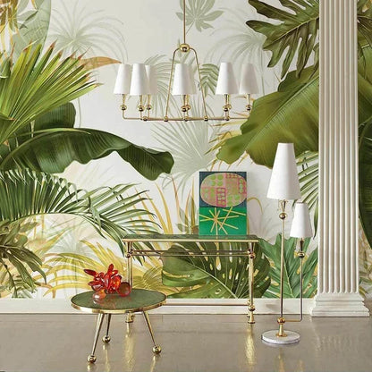 Custom Any Size Mural Wallpaper Nordic Hand Painted Tropical Leaves Plants Indoor Luxury Backdrop Wall Painting Papel De Parede
