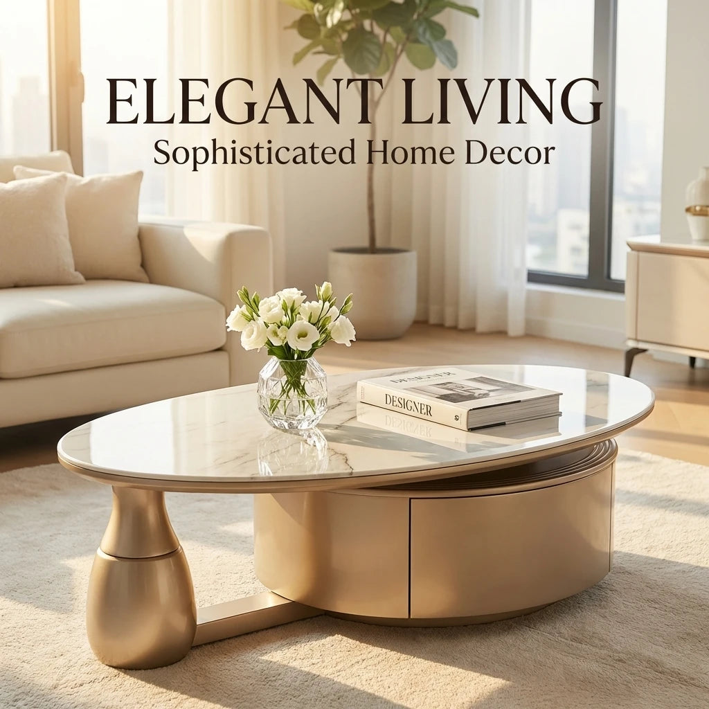 Modern Two-piece Design, Coffee Table, Wooden Board, Glossy Paint, Easy to Clean, Durable, Household Living Room Furniture