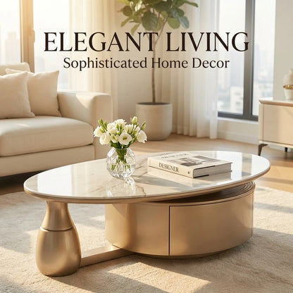 Modern Two-piece Design, Coffee Table, Wooden Board, Glossy Paint, Easy to Clean, Durable, Household Living Room Furniture