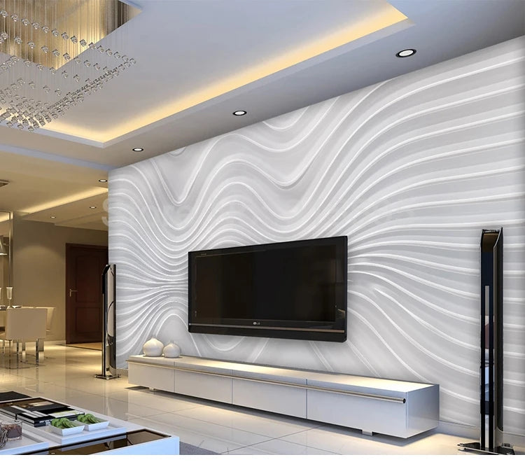 Custom 3D Stereoscopic Embossed Curve Stripe Mural Wallpapers For Living Room TV Background Wall Covering Photo Papel De Parede