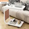 Metal Wooden Wood Modern Mobile Coffee Tables Mini Corner Small square Sofa Side Table Computer Bedside for Living Room