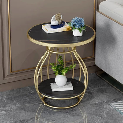 Luxury Modern Minimalist Coffee Table Side Table Made of Sintered Stone with Metal Frame for Home Office School for Dining Park