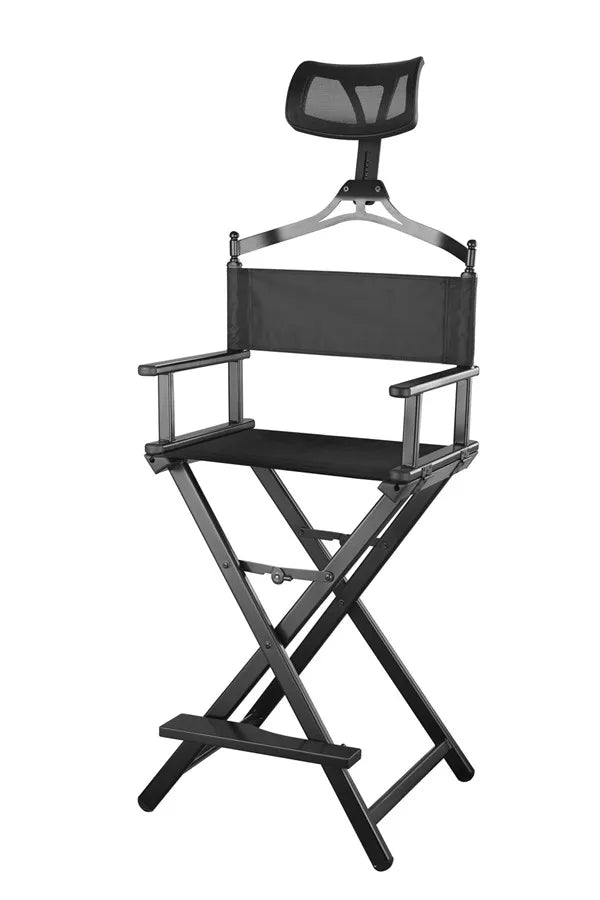 Modern Portable Aluminum Director Chair with Headrest - Portable Makeup Artist/Manager Folding Chair for Better Rest