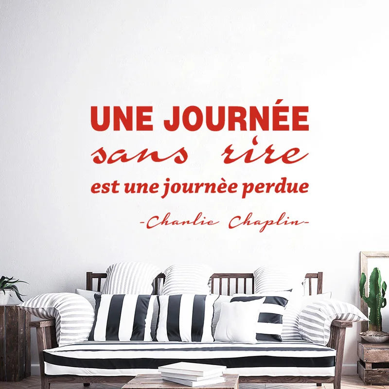 Wall Sticker Journée Sans Rire Est Une Journée Perdue Art Decal Living Room Home Decor Poster French Quote Wall Decor Mural