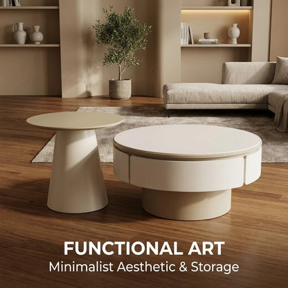 Modern Two-piece Design, Coffee Table, Wooden Board, Glossy Paint, Easy to Clean, Durable, Household Living Room Furniture