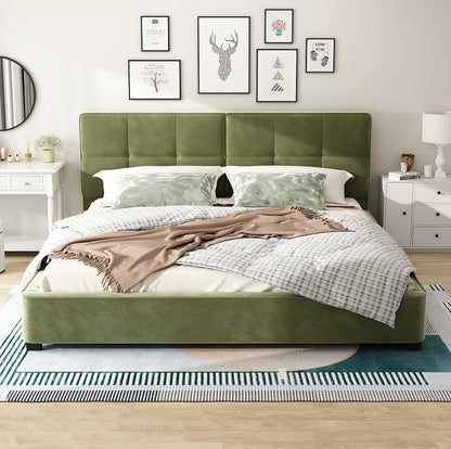2-Piece  Size MDF Bedroom  Adjustable Height Convertible Upholstered Platform Bed Hydraulic Storage Home Furniture
