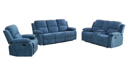 Beige Corduroy 3-Piece Living Room Recliner Sofa Set