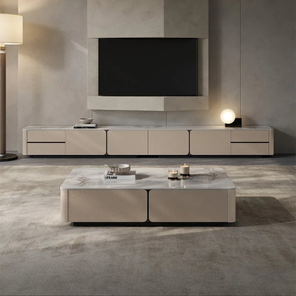 Italian Minimalist Stone Coffee Table Living Room Simple Modern Design Suitable Various Sizes Apartments Rectangular