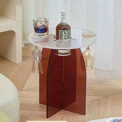 Modern Transparent Acrylic Long Coffee Table with Unique round Design Living Room Furniture with Metal Material
