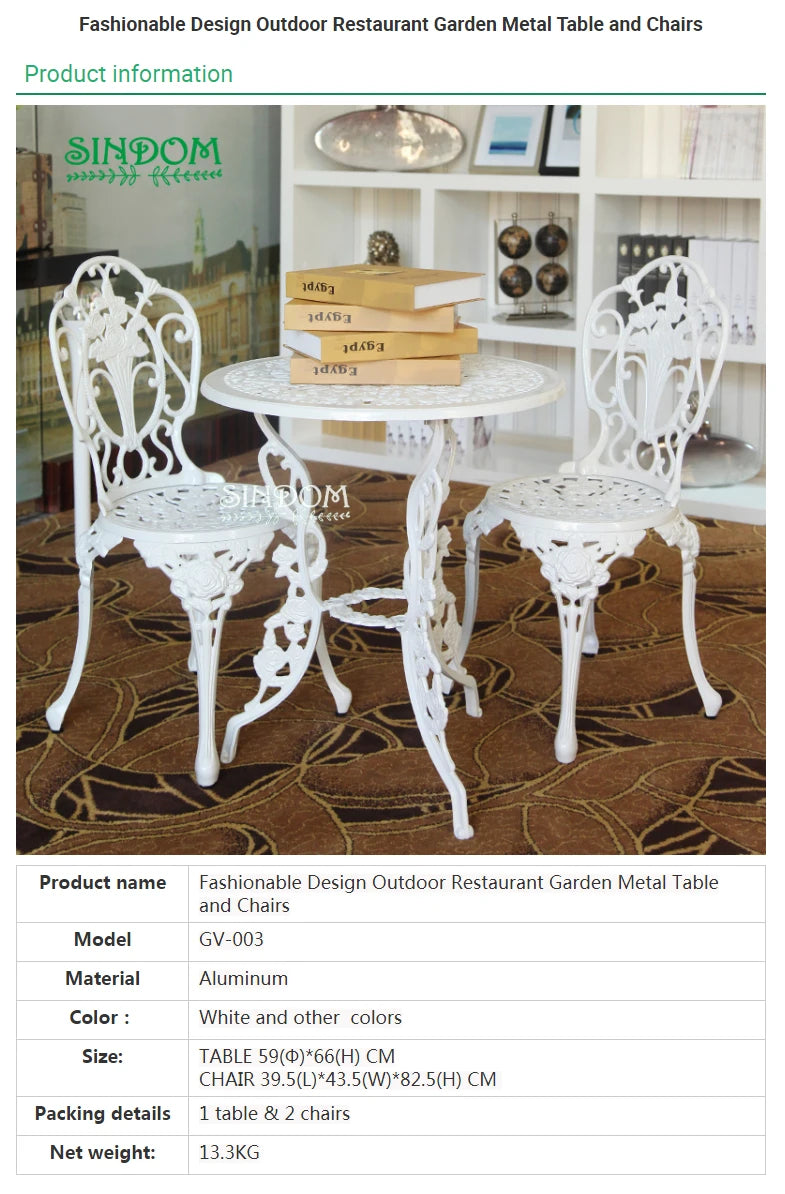 Outdoor Aluminum Table and Chair Set Patio Furniture for Garden