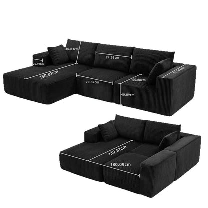 Modular Sectional Sofa Set Modern Design Corduroy Upholstery Compressed Sponge Filling Durable Living Room Furniture for Hotels