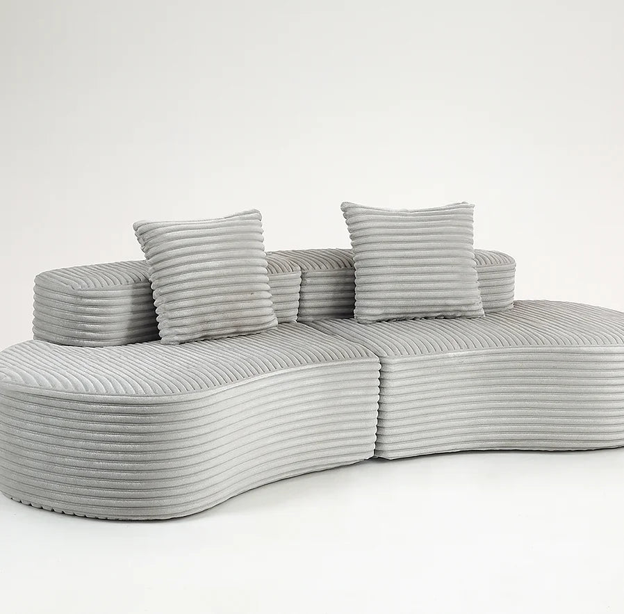 Modern Sectional Sofa Set Moon Bay Sofa with Corduroy Fabric for Apartment & Hotel Use