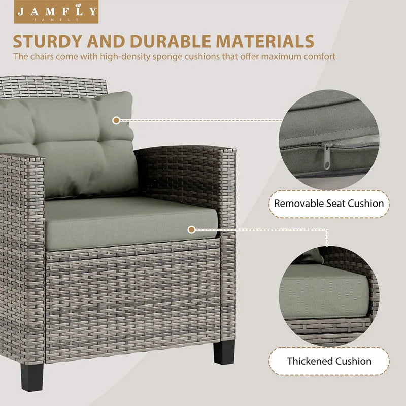Anti-fading Patio Furniture 3 Pieces/4 Pieces Sofa Outdoor Wicker Loveseat Set With Cushions with Removable Cushion Covers