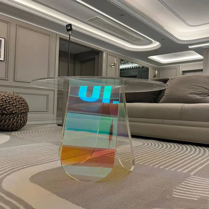Nordic Modern Sofa Side Round Acrylic Coffee Table rainbow Colorful Living Room Center Side Tea Table