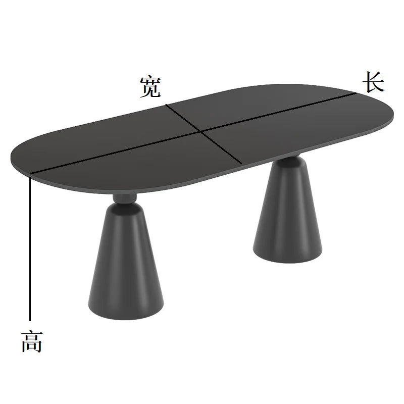 Modern Luxury Small Apartment Dining Table Simple Design with Pure Black Rock  Material for Home Furniture