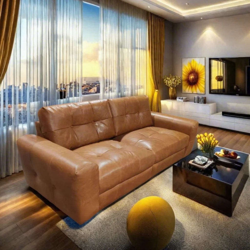 OEM ODM European Villa Retro Vintage Brown Genuine Leather Sectional Sofa Living Room Furniture Modular Premium Leather Sofa Set