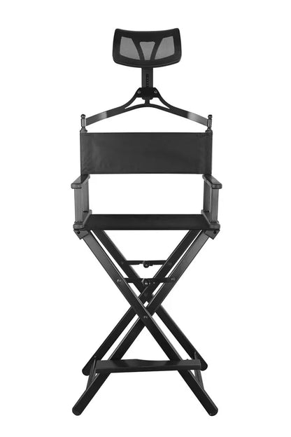 Modern Portable Aluminum Director Chair with Headrest - Portable Makeup Artist/Manager Folding Chair for Better Rest