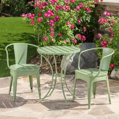 Elegant 3-Piece KD Metal Bistro Set for Outdoor Dining Stylish Throat Patio Furniture Solution Made in China