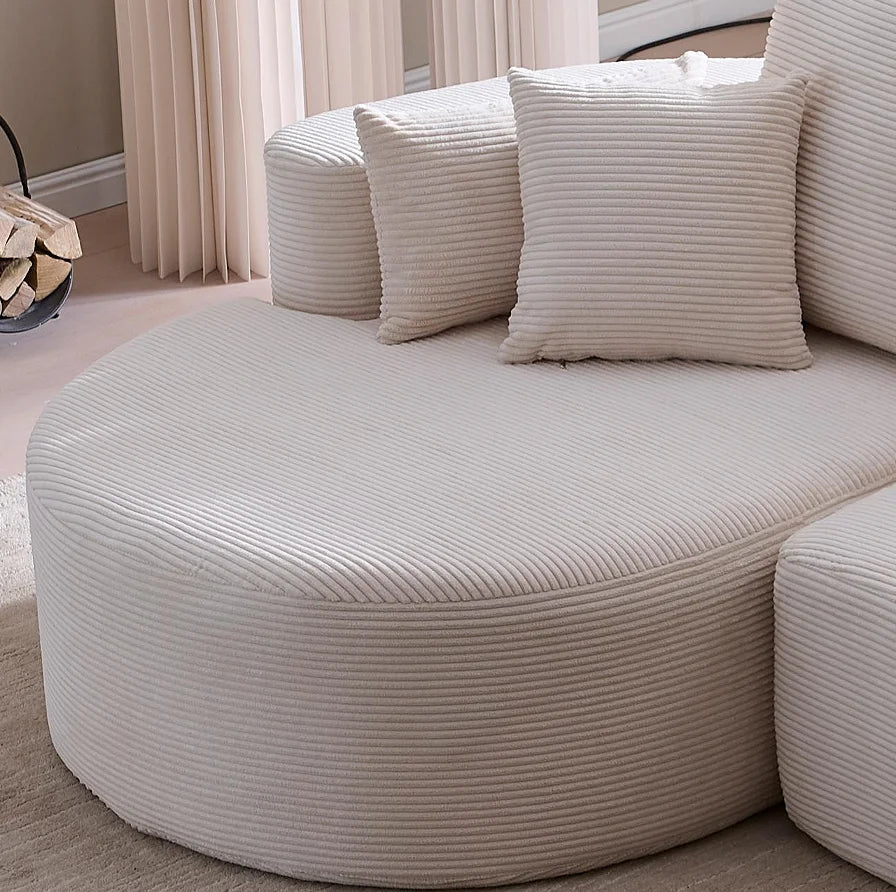 106 In. 2-Piece Modern Reclining Fabric Cloud Curved Sectional Sofa  with Chaise for Villa Living Room Bedroom Apartment-Gray