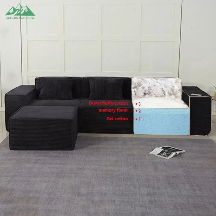 Wayon High Quality Modular Sectional Sofa Set High Density Foam Compressed for Large House