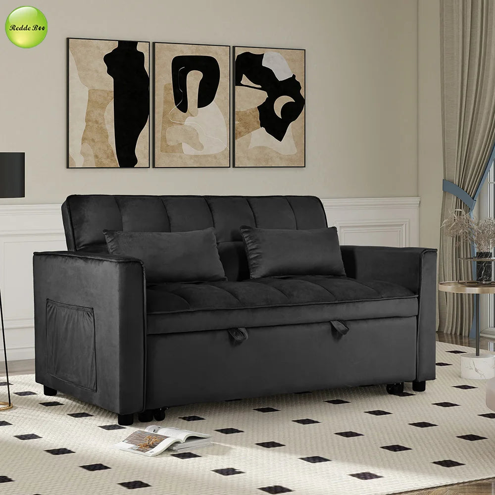 USA In Stock Modern Sofa Come Bed 2 in 1 Living Room Sofa Convertible Pull Out Sofa Bed For Small Space Home Furniture 18044