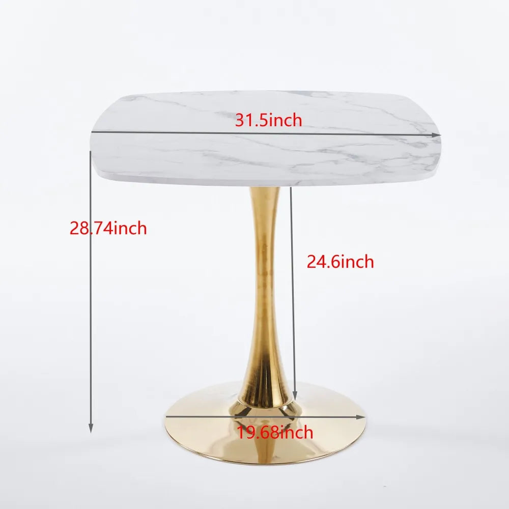 Square Dining Table Marble Top Golden Metal Frame Modern Design Home Furniture 2-4 Persons Small  Apartment