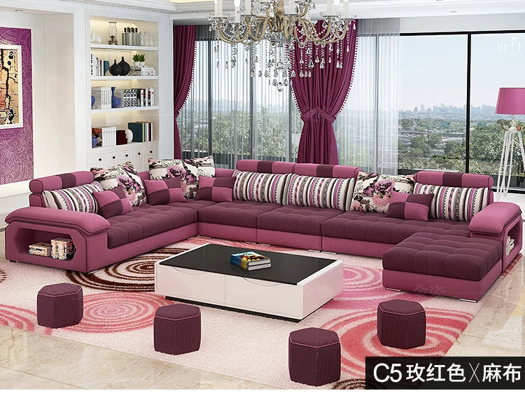 MANBAS Fabric Big Sofa Set Living Room Furniture Cloth Sofa Modernos Para Sala Sectional Sofa U Shape Corner Couch Grandes Salon