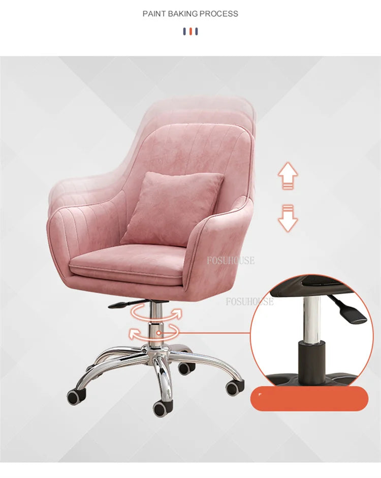 Ergonomic Nordic Office Chair Modern Design with Armrest Soft Cushion Lift Swivel Backrest Computer Chair for Home Conference