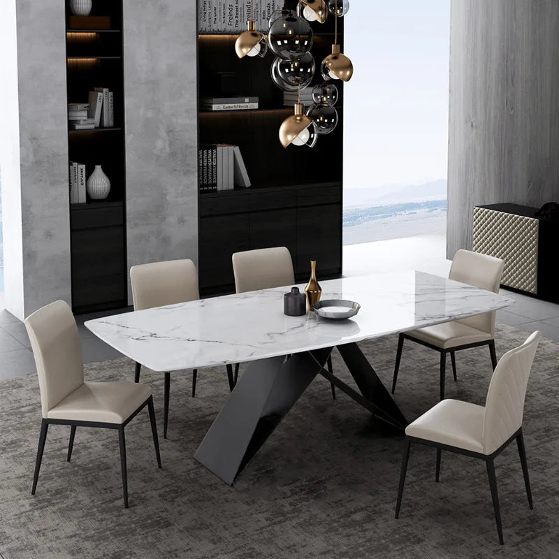 Nordic Modern Luxury Rectangular Dining Table Set Home Use Living Room Furniture
