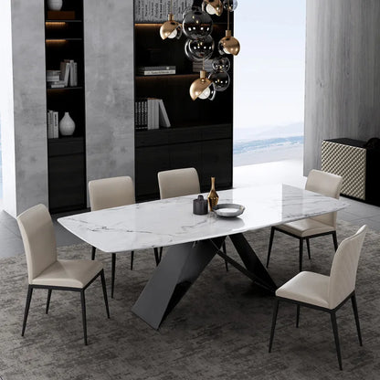 Nordic Modern Luxury Rectangular Dining Table Set Home Use Living Room Furniture