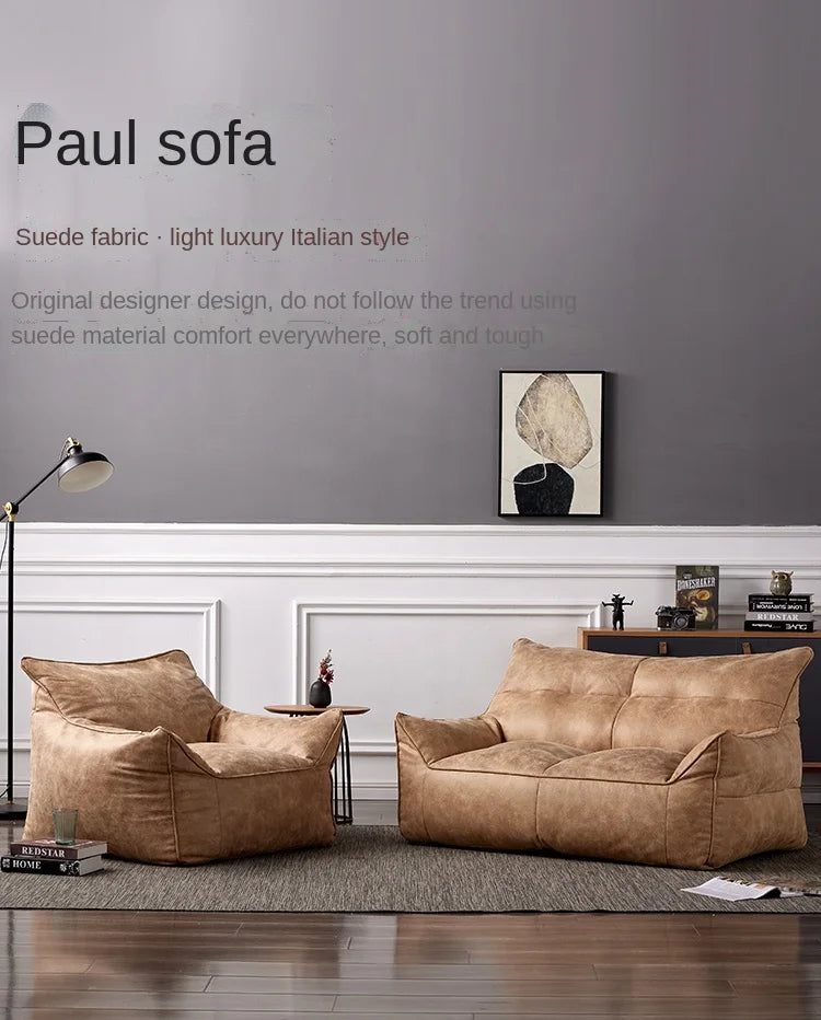 OTAUTAU 3-seat Retro Faux Leather Bean Bag Sofa Cover SF003【No Filler Inside ! You Need To Buy The Filler By Yourself！】
