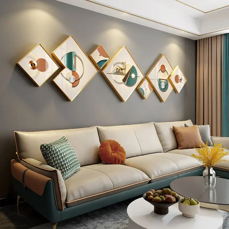 270X73cm Aluminum Alloy Frame Glass Gallery Hanging Paintings Living Room TV Sofa Background Crystal Wall Decor Dropshipping DDP