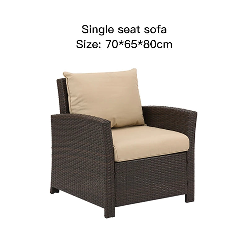 Nordic Rattan Sofa Combination For Courtyard Balcony Patio With Coffee Table Outdoor Garden Furniture Set Leisure Corner Sofas