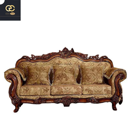 2025 Luxury European Classical Design Carved Sofa High Quality Luxury Living Room Combination Villa Upholstered New Style Cloth