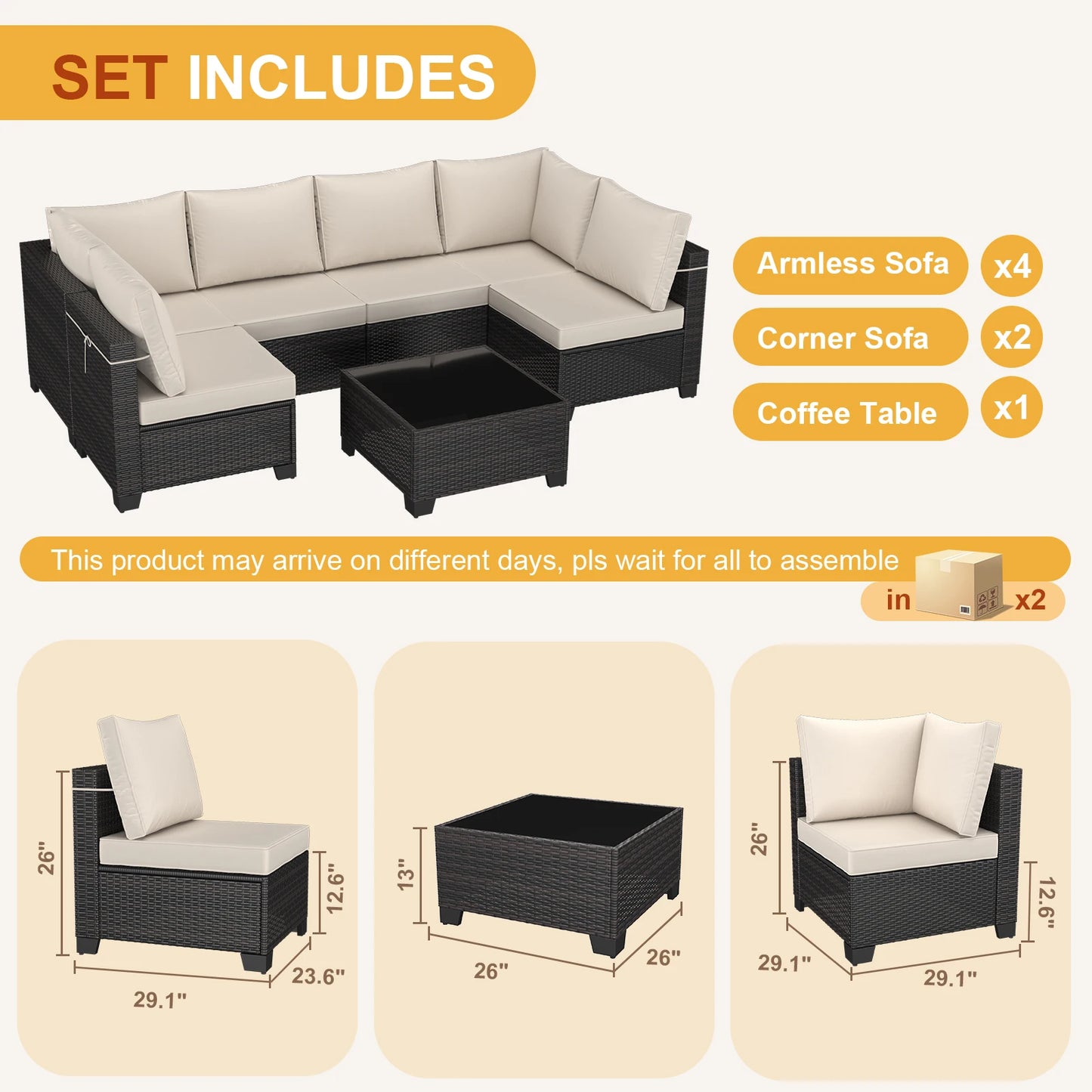 7-piece Sofa Custom Modular Combination Rattan Garden Preferred Outdoor Furniture Factory Wholesale Low-cost Sofa Set Multicolor