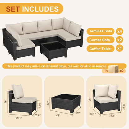 7-piece Sofa Custom Modular Combination Rattan Garden Preferred Outdoor Furniture Factory Wholesale Low-cost Sofa Set Multicolor