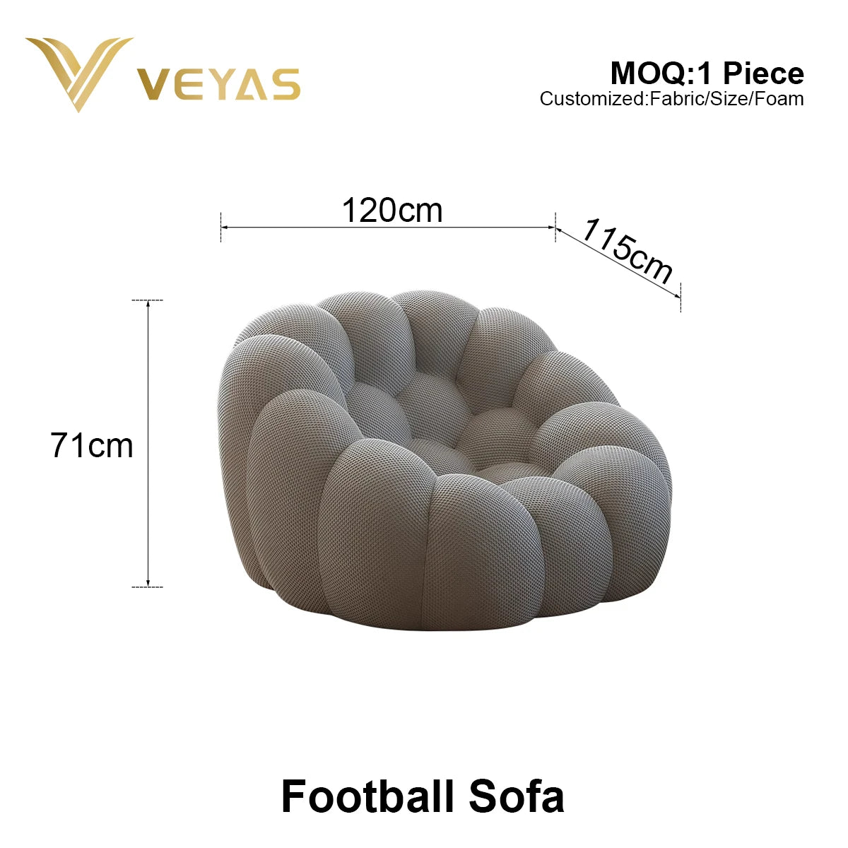 2025 Contemporary 1 2 3 Person Seater Velvet Upholstered Sponge Vacuum Compressed Football Sectional Sofa Set Hotel Apartment