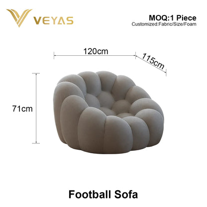 2025 Contemporary 1 2 3 Person Seater Velvet Upholstered Sponge Vacuum Compressed Football Sectional Sofa Set Hotel Apartment